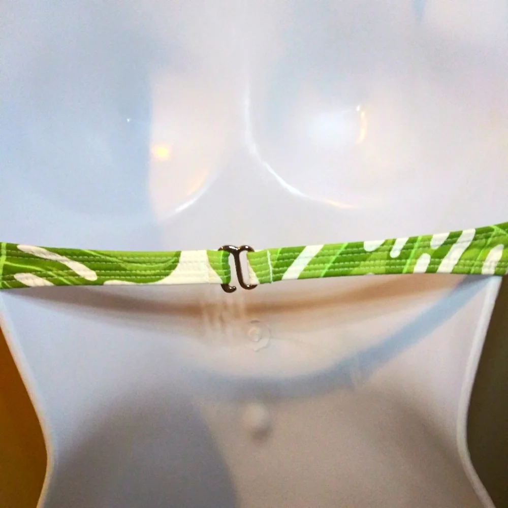 Letarte Maui Hawaii Hot Pink & Green Rose/Palm Print Bikini Top - Picture 4 of 9